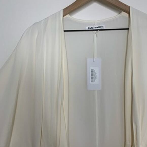 Reformation Winslow Dress White Ivory Maxi Wrap Kimono Wedding Womens New Large - Picture 6 of 14